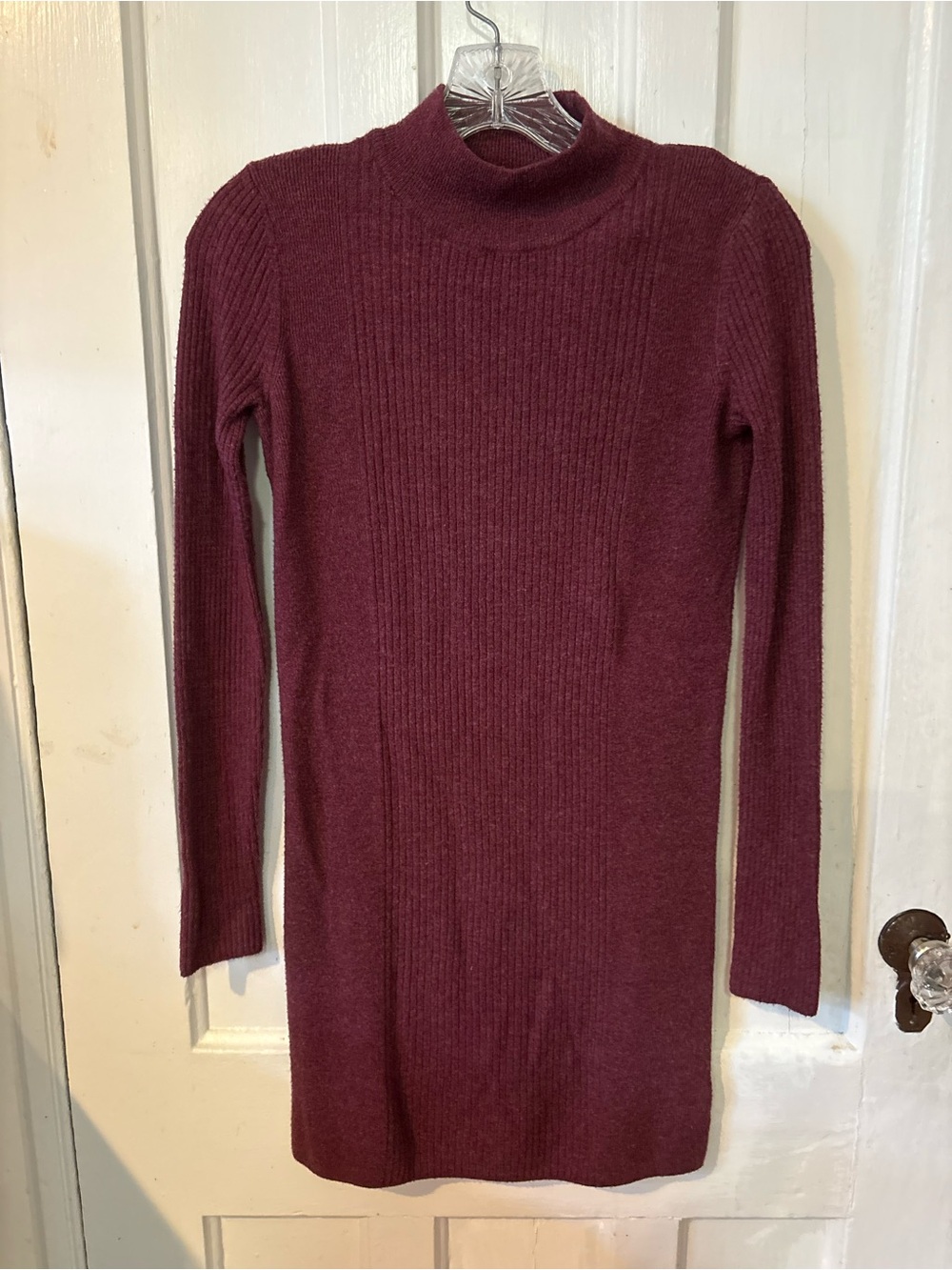 American Eagle Outfitters Ribbed Turtleneck Sweater Dress - Wine